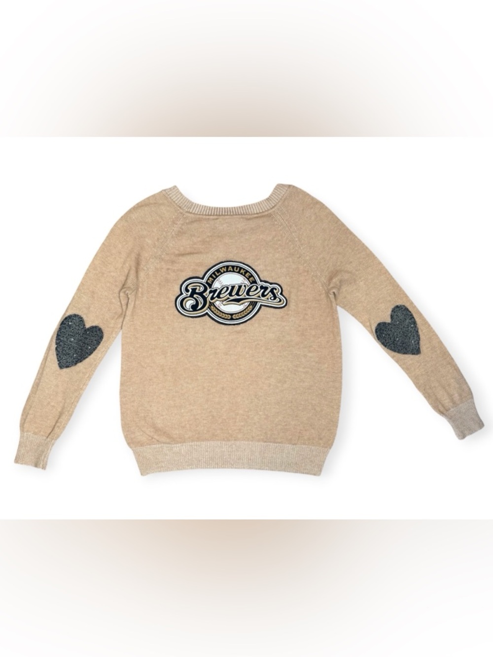 Custom Milwaukee Brewers Sweater Gap Wool Blend XL Neutral Cozy Casual MLB - Picture 3 of 6